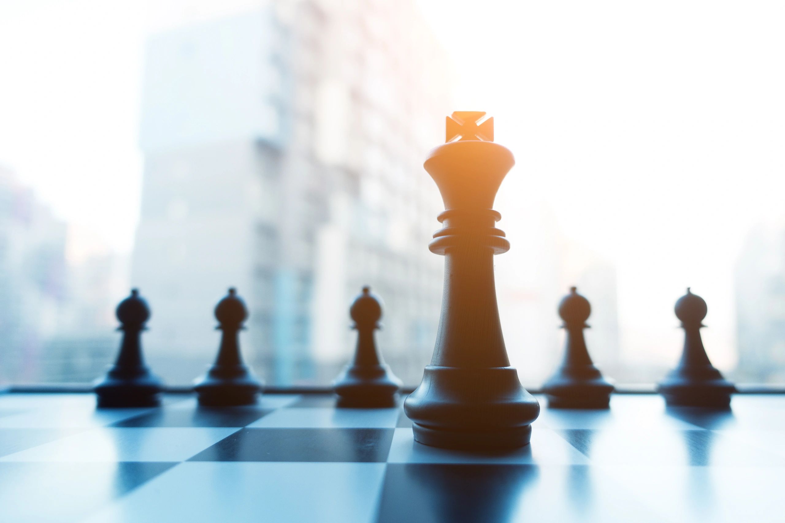 Chessboard depicting competitive business strategy